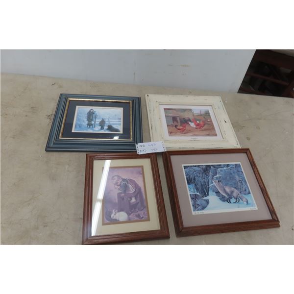 4 Framed Pictures, Largest 14'' x 12'' 