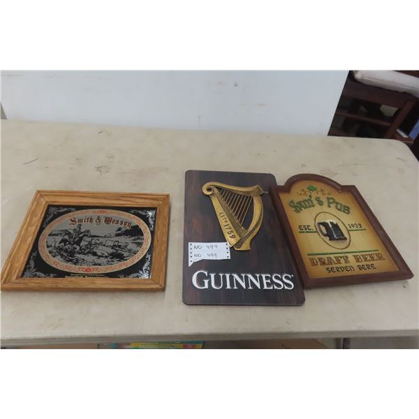 Guinness Beer Sign 12'' x 18'', Sams Pub Sign, Smith&Wesson 