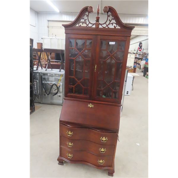 Secretary Desk with Top Book Case & Cherry Finish 