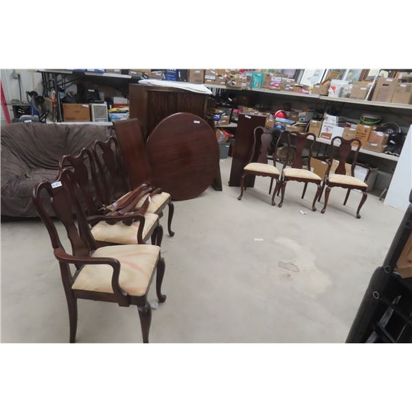 Gibbard Dining Room Table 42'' Diam. , (3) 16'' Leafs & 6 Chairs 