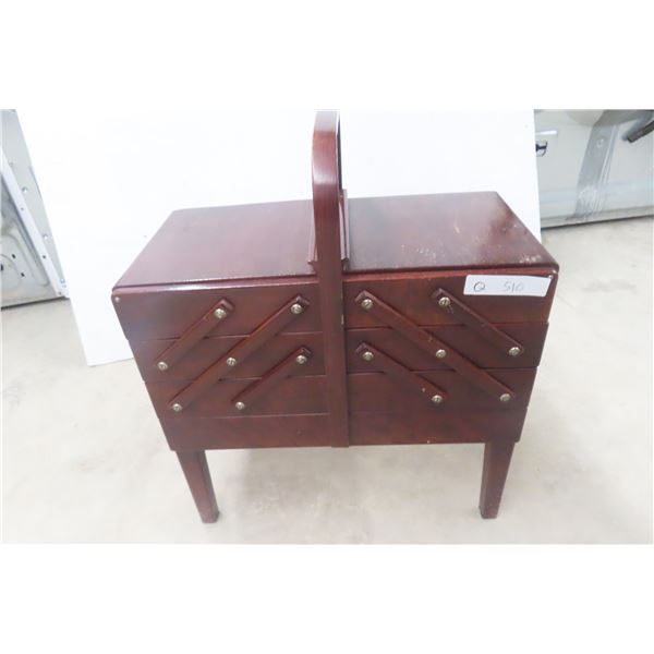 Folding Wood Sewing Case 