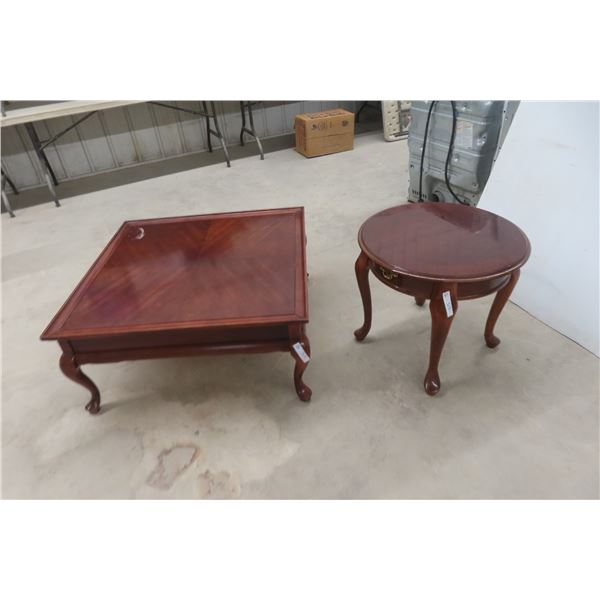 Coffee Table 16 1/2'' x 36'' x 36'' , End Table 21'' H x 24'' Diameter 