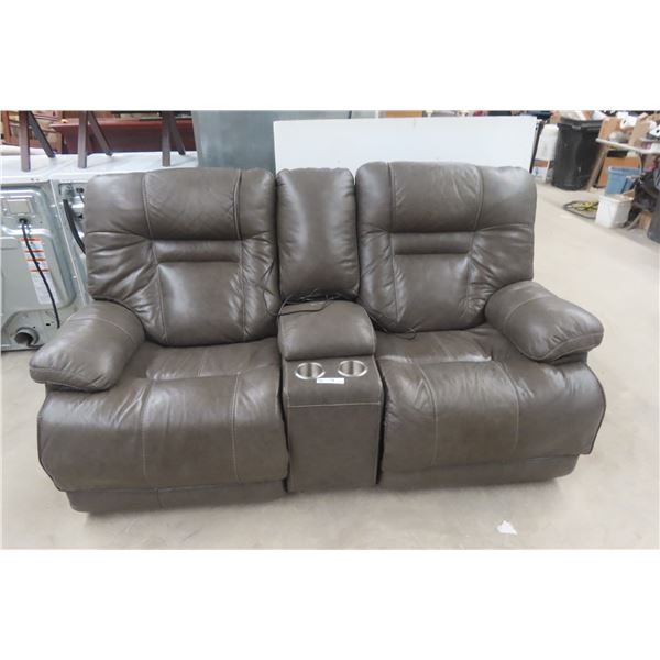 Leather/Leather Style Power Reclining Couch 77'' Wide 