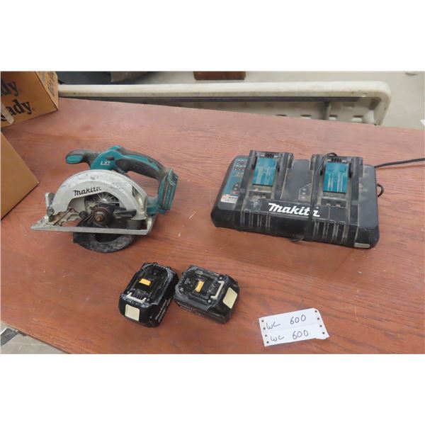 Makita 18 Volt Circular Saw with Double Charger & 2 Batteries 