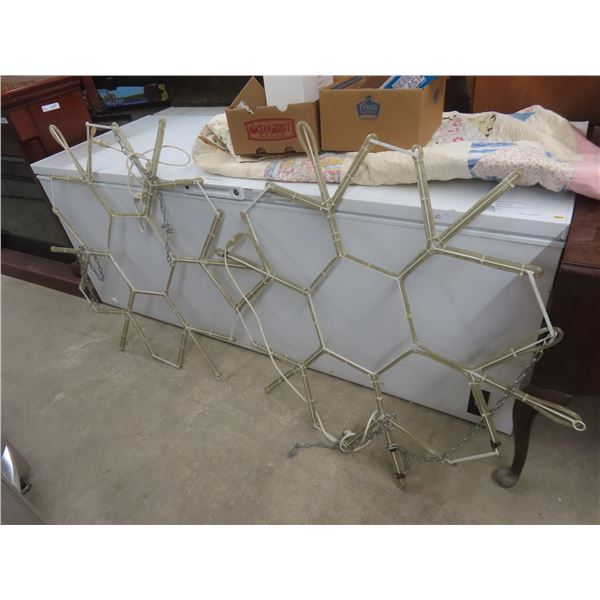 Pair of Illuminated Christmas Snowflakes With Chains for Hanging, 47" x 41"