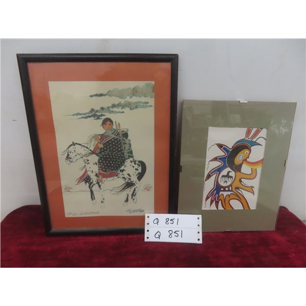 Numbered, Signed Indigenous Print, 13" x 10", Plus 10" x 8" Print