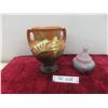 Image 1 : Vintage Raven Nouveau Art Glass Covered Candy Dish and Roseville Pottery Vase