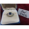Image 1 : Sterling Steel and Sapphire Ring—No Appraisal or Certificate