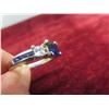Image 5 : Sterling Steel and Sapphire Ring—No Appraisal or Certificate