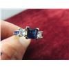 Image 6 : Sterling Steel and Sapphire Ring—No Appraisal or Certificate