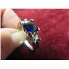 Image 7 : Sterling Steel and Sapphire Ring—No Appraisal or Certificate