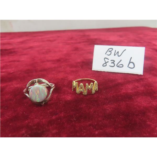 Sterling Silver Ring and Gold-Tone “Mama” Ring