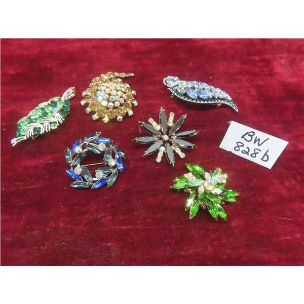 Six Vintage Brooches