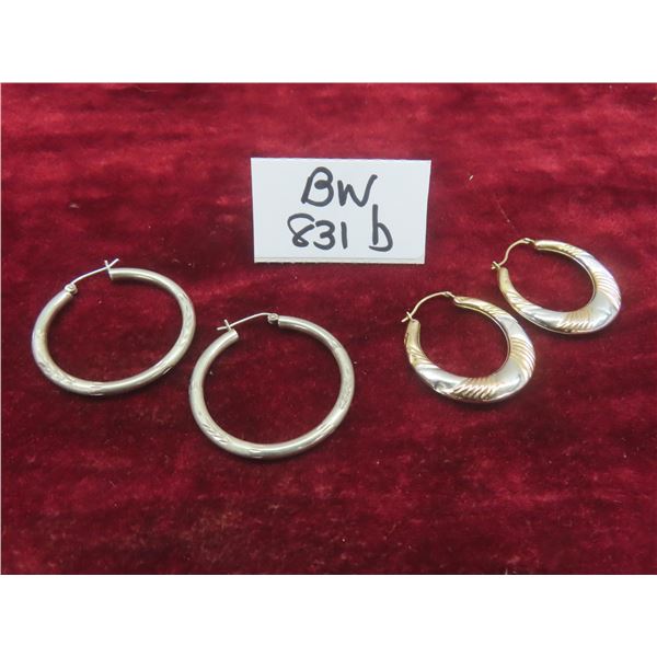 Two Pairs of Hoop Earrings — One Sterling Silver, One 10K Gold and Sterling