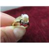 Image 6 : 10K Gold Diamond and Pearl Ring, Size 5, Total Weight 2.8 G