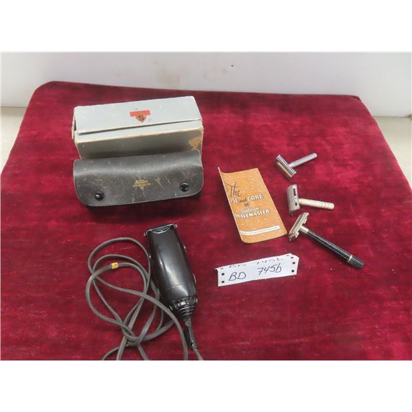 Vintage Bakelite Barbershop Shaver in Box and Vintage Razors