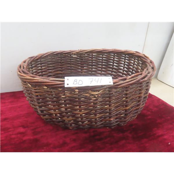 Vintage First Nations Cree Large Willow Gathering Basket, 16" Across