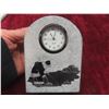 Image 8 : First Nations/Inuit Scratch-Carved Soapstone Slabs (Signed) and Signed Soapstone Clock, 8" x 12"