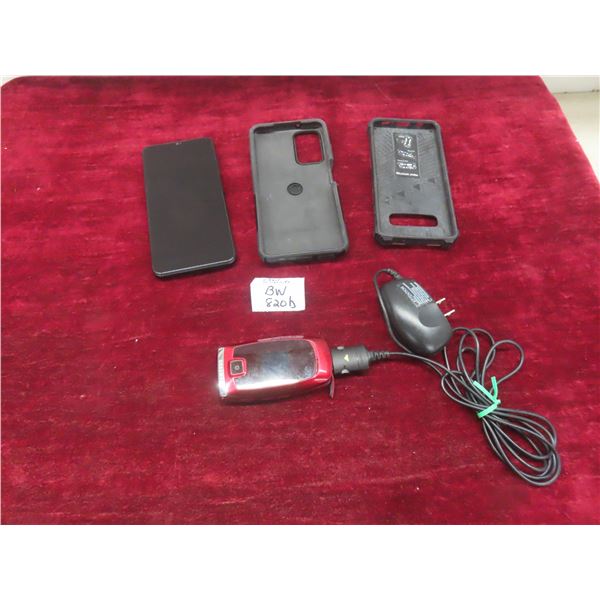 Samsung Galaxy (Works Great, No Charger), Samsung Flip Phone (w/Charger), Phone Case