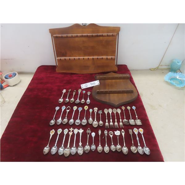 Collector Spoons & 2 Wood Rackets