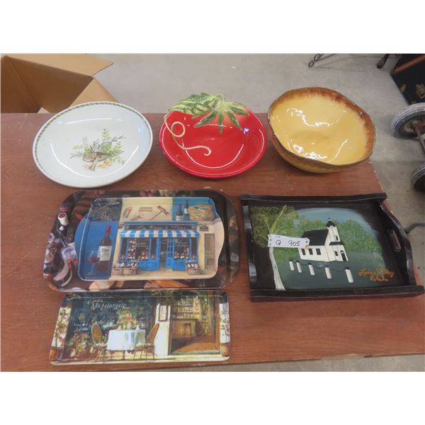 Decorative Serving Bowls & 5 Trays