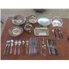 Image 1 : Silver Plated Servingware, Tea Pot + 40+ Pieces Silverware