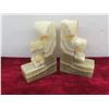 Image 7 : 2 Petit Point Pictures, 7 1/2" X 8", 2 Marble Style Bookends, 6" Tall