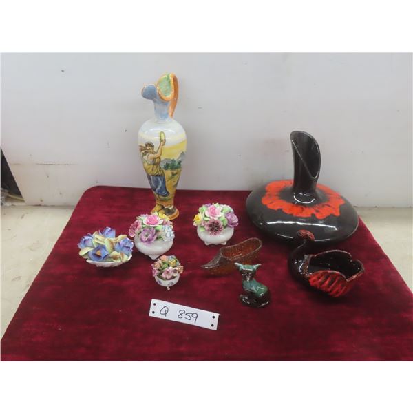 Blue Mountain Style Pottery Vase, Royal Adderley Porcelain Flower Displays