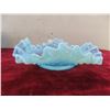 Image 2 : 4 Pieces Vintage Fenton Blue Opalescent Hobnail: Ruffled Candy Dish, Ruffled Edge Vase & Top Hat