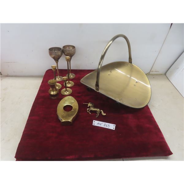 Brass Firewood Holder, Goblets, Candle Holders and More