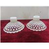 Image 2 : Vintage Fenton Opalescent Hobnail Candlestick Holders, Cornucopia Vase
