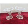 Image 5 : Vintage Fenton Opalescent Hobnail Candlestick Holders, Cornucopia Vase