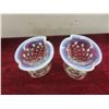 Image 6 : Vintage Fenton Opalescent Hobnail Candlestick Holders, Cornucopia Vase