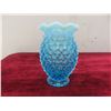 Image 4 : Vintage Fenton Blue Opalescent Hobnail Candy Dish, Vase, Ruffled Edge Dish