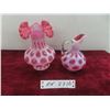 Image 1 : 2 Pieces Fenton Cranberry Coin Dot Glass Vase + Cruet or Pitcher