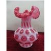Image 6 : 2 Pieces Fenton Cranberry Coin Dot Glass Vase + Cruet or Pitcher