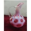 Image 7 : 2 Pieces Fenton Cranberry Coin Dot Glass Vase + Cruet or Pitcher