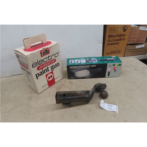 Electric Paint Gun; Trouble Light; Receiving Hitch and Ball