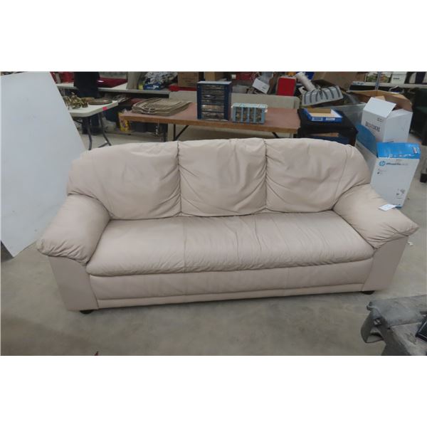 Leather/Leather Style Couch Approximately 82  Long