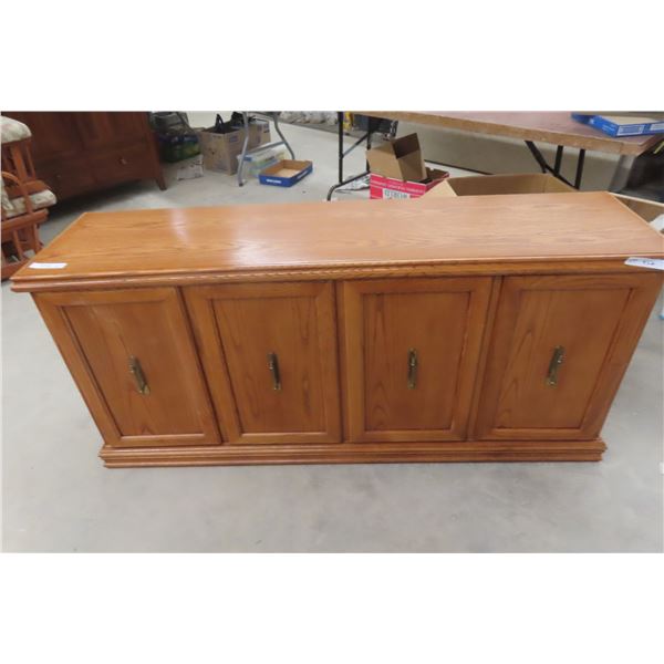 Oak Credenza Or Buffet — 29" × 16 1/2" × 64"