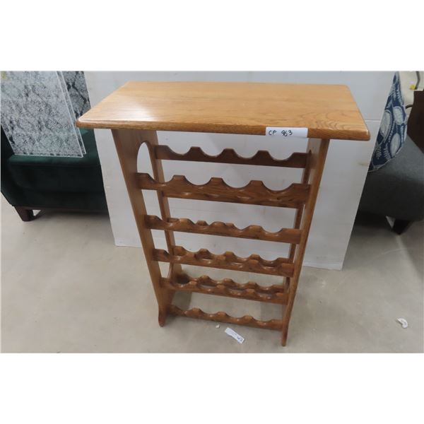 Oak Wine Rack — Holds 20 Bottles