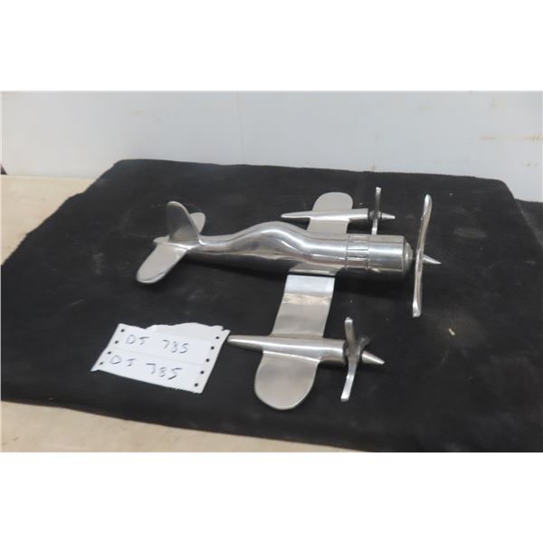 Vintage Chrome Airplane Display, 13" x 13"
