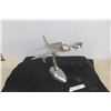 Vintage Chrome Airplane Display on Stand, 10" x 11" x 13"