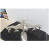 Image 2 : Vintage Chrome Airplane Display on Stand, 10" x 11" x 13"