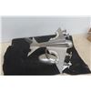 Image 3 : Vintage Chrome Airplane Display on Stand, 10" x 11" x 13"