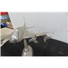 Image 6 : Vintage Chrome Airplane Display on Stand, 10" x 11" x 13"