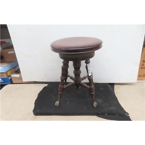 Antique Piano Stool with Ball-And-Claw Feet