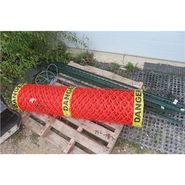Roll of Plastic Snow Fence with Seven Metal T-Posts