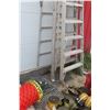 Image 5 : 2 x Aluminum Ladders, 10' and 12'; Brace Damaged; One Leg Bottom Bent