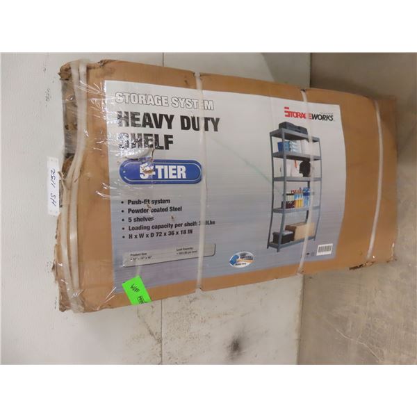 Heavy-Duty Metal 5-Tier Shelf, 72" X 36" X 18", Unassembled